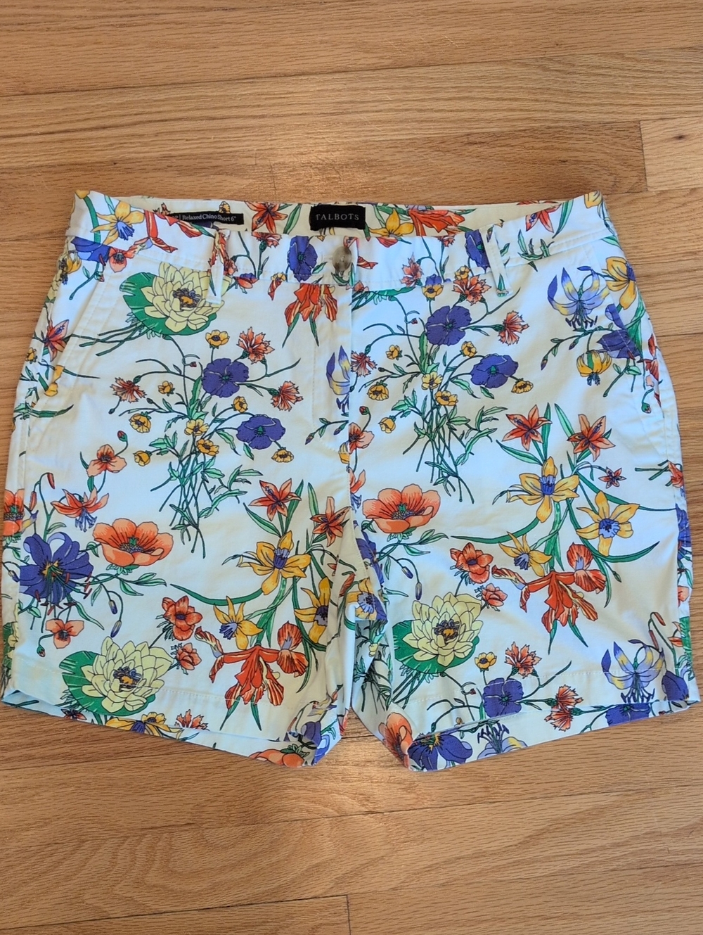 Talbots Relaxed Chino 6" Shorts Vivid Botanical 10 Petite